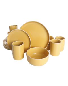 Gap Home 16 Piece Round Stoneware Dinnerware Set in Matte Yellow