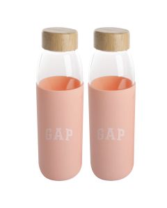 Gap Home 2 Piece 17 Ounce Glass Hydration Bottle Set with Silicone Sleeve in Melon