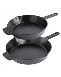 Spice by Tia Mowry Savory Saffron Pre-seasoned 2 Piece 10in and 12in Cast Iron Skillet Set
