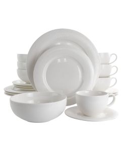 Elama Pallene 20 Piece Porcelain Dinnerware Set in White