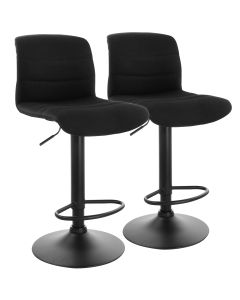 Elama 2 Piece Adjustable Fabric Bar Stool in Charcoal with Black Base
