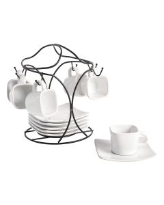 Gibson Elite Gracious Dining 12 Piece 3.25 Ounce Ceramic Espresso Cup and Saucer Set in White