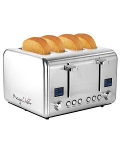 MegaChef 4 Slice Toaster in Stainless Steel Silver